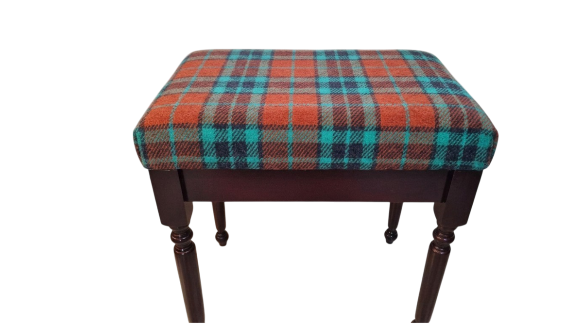 Footstool-Harris Tweed Scotland Tartan fabric -High Coffee Table Upholstery